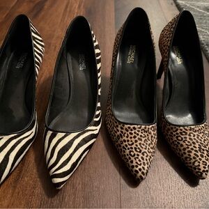 Michael Kors Black and Brown Animal Print Heels- SOLD AS SET